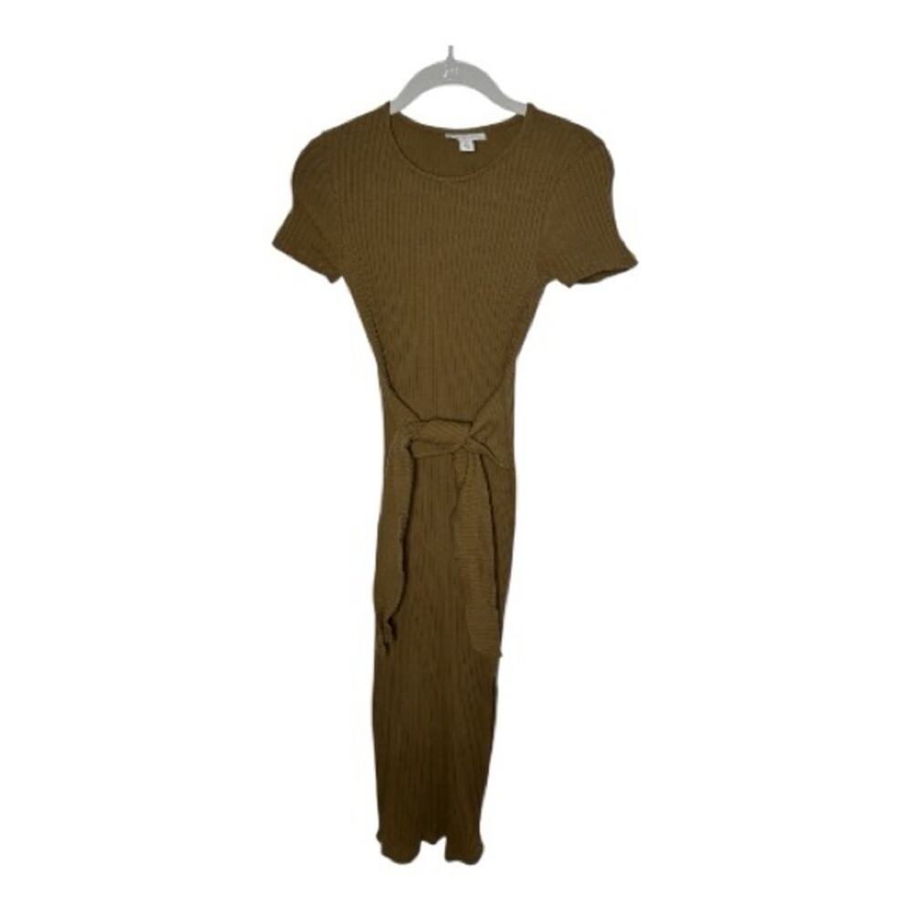 TopShop Olive Green Ribbed Short Sleeve Maxi Dress 2